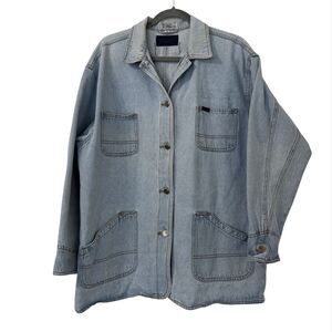 VTG Oversized Chore Barn Denim Jacket Womens Medium Streetwear Utilitarian 80s